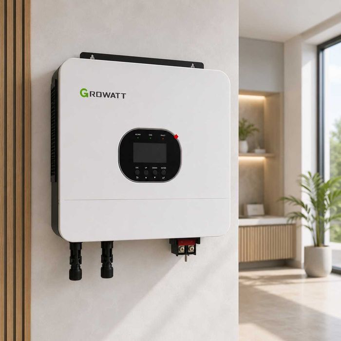 Гібридний інвертор Growatt SPF 6000 ESPLUS. Висока якість, чиста синусоїда вихідної напруги.