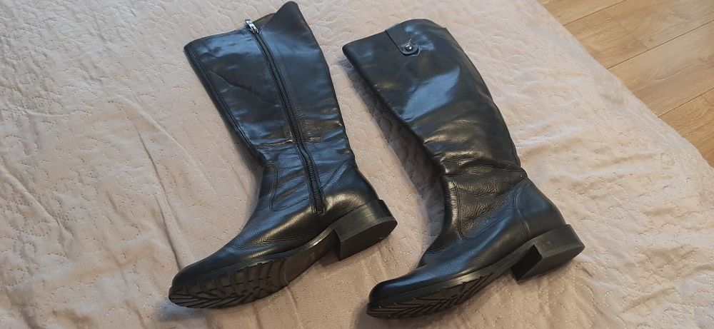 Skórzane kozaki do kolan