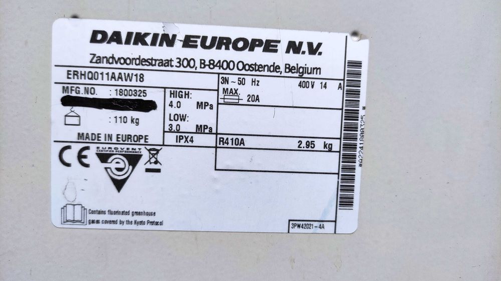 Pompa ciepła powietrze woda Daikin split 11 KW