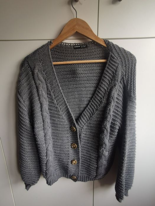 Sweter rozpinany szary