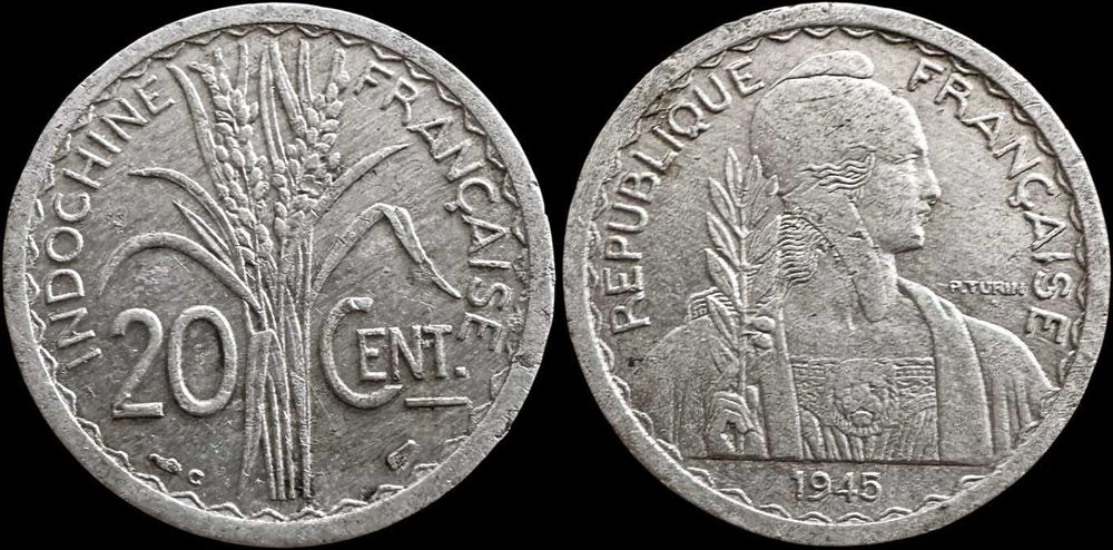 20 Cent - 1945 - Indochina Francesa