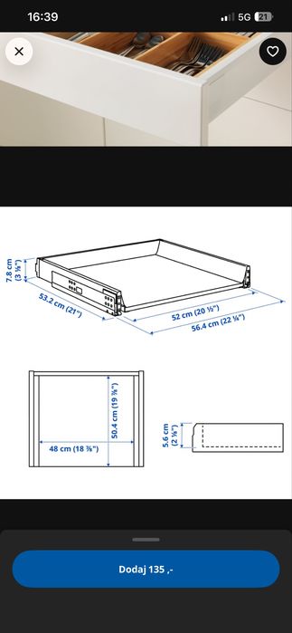 Szuflada maximera 60 oraz front ikea