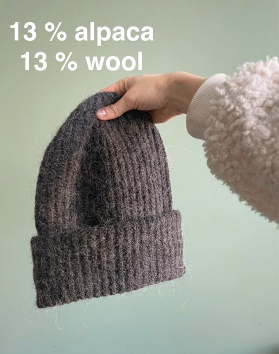 Czapka H&M wełna i alpaka w składzie ciepła zimowa szara damska czapka wełniana stan idealny