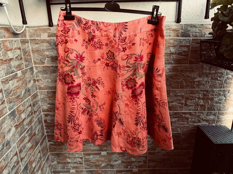 Marks&Spencer - j.nowa orange kwiaty letnia z lnem 42!