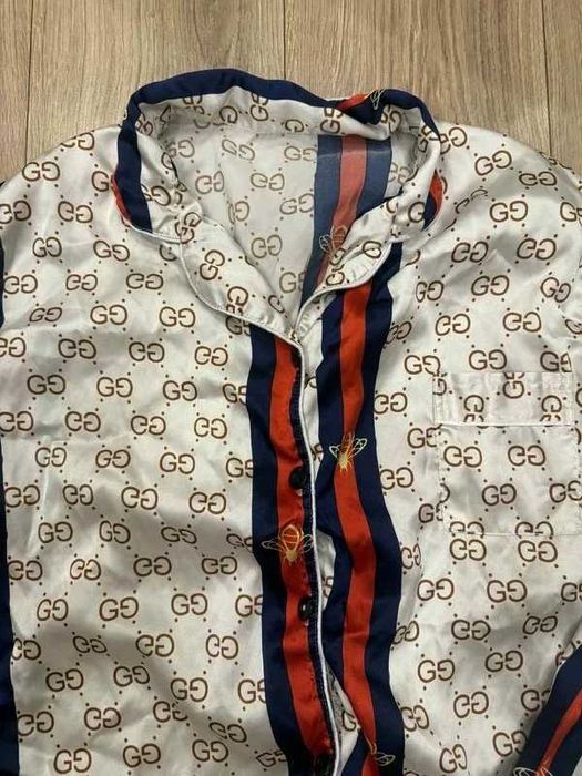 pizamka damska gucci beżowa satyna m