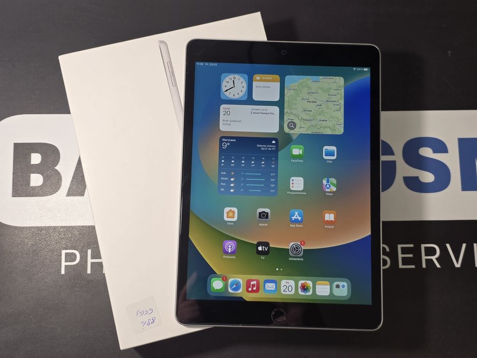 Sklep ladny tablet Ipad 9 64gb silver bateria 89%.
