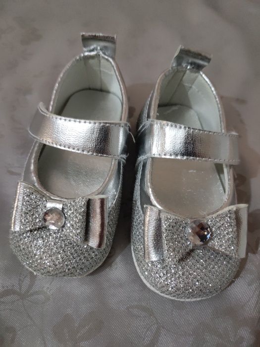 Сріблясті серебряные пинетки на фотосессию пінетки Pamily 18 розмір