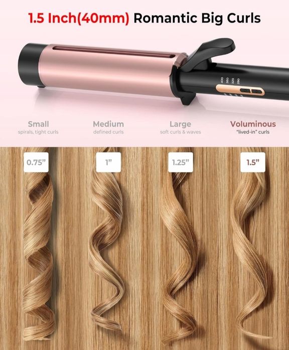 Lokówka ceramiczna UKLISS 40mm 4 temperatury 140°C-200°C DUŻE LOKI