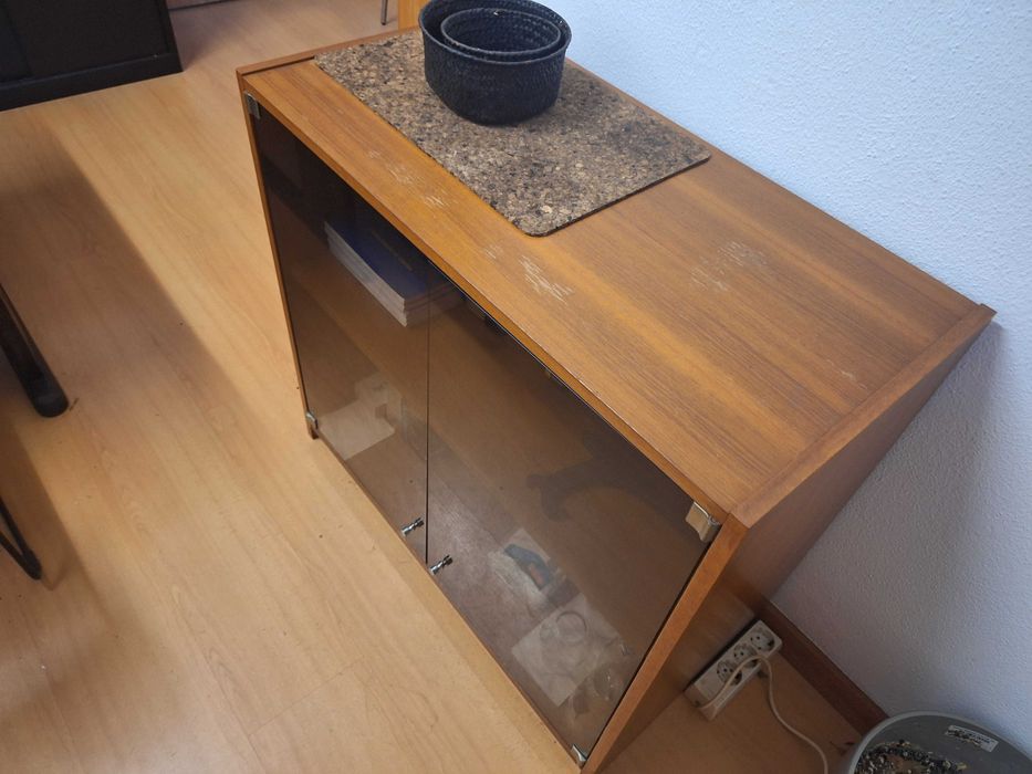 Armário de Arquivo de Escritório com Portas de Vidro