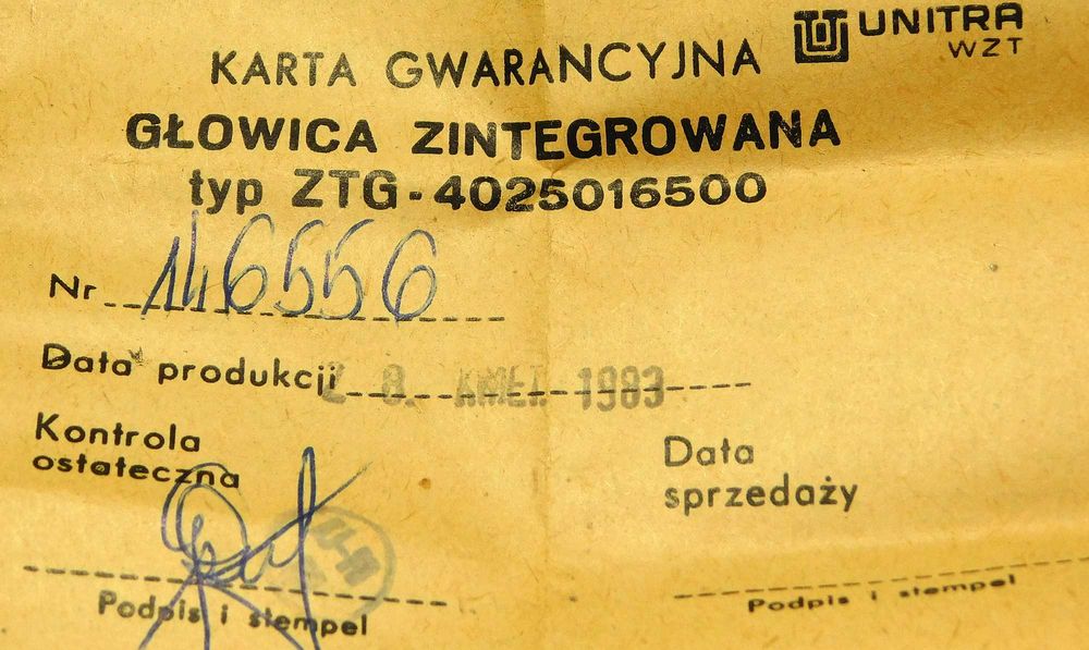 Głowica zintegrowana ZTG UNITRA WZT NIEUŻYWANA [K2]