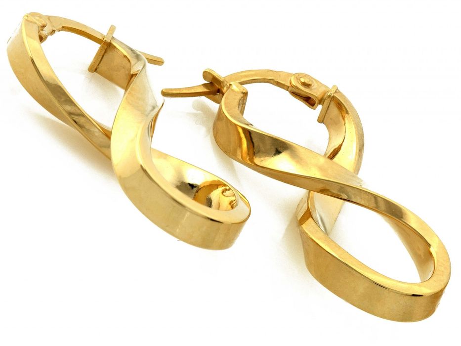 Złote kolczyki przeplatane nieskończoności PR 585