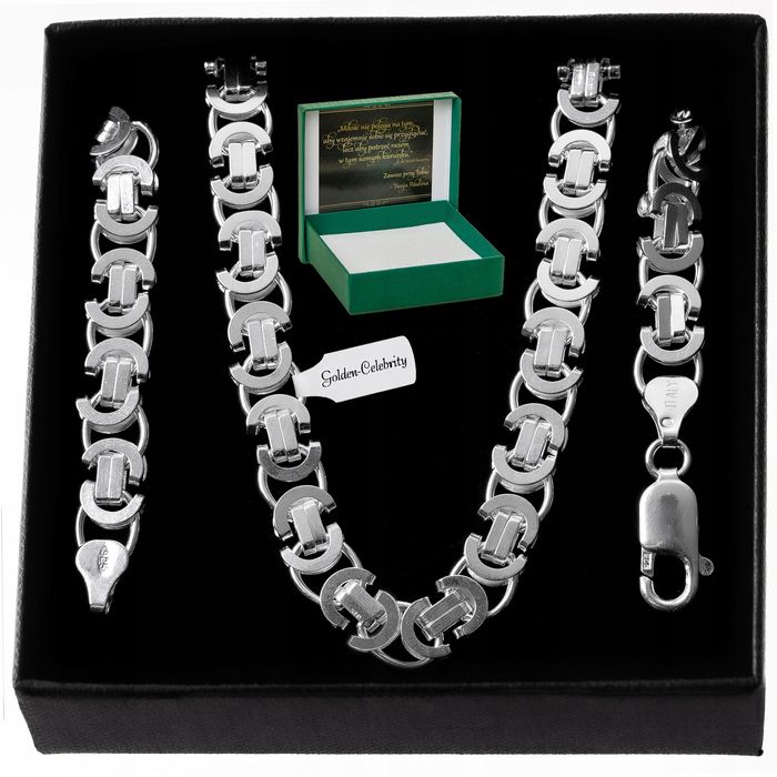 Łańcusze Splot Królewski Męski Gruby / Szeroki / Solidny Próba 925 + G