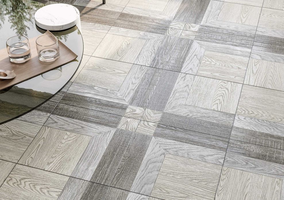 Матовая Серо Бежевая плитка на Пол French Wood 400х400х7 мм