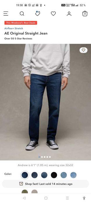 Джинсы American Eagle jeans USA w34 stretch navy.