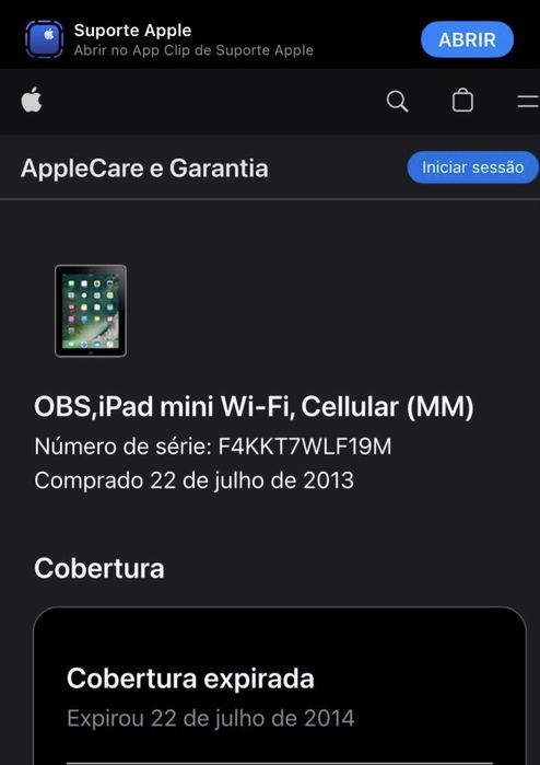 LER DESCRIÇÃO - Ipad mini - Sem uso (para peças)
