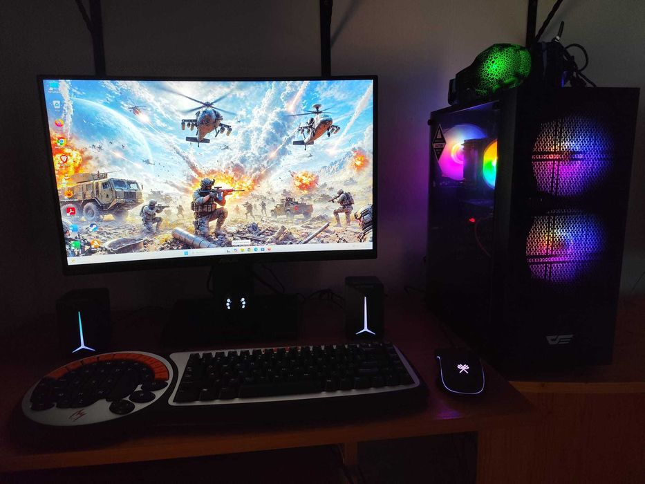 Gamingowy komputer ARGB/RGB.Grafika 8GB,procesor 8rdzeni,32GB RAM, dysk 1TB, M.2 NVMe + monitor+akcesoria