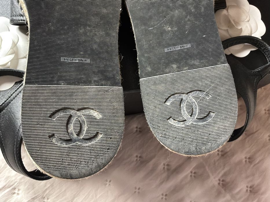 Chanel Czarne Espadryle 37 Oryginalne Pełny Komplet