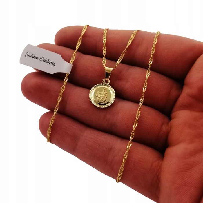 Złoty Łańcuszek + Medalik Szkaplerz Pr. 925 Prezent Komunia Chrzest Gr