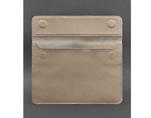 Шкіряний чорний чохол для MacBook 13, светло бежевый, конверт