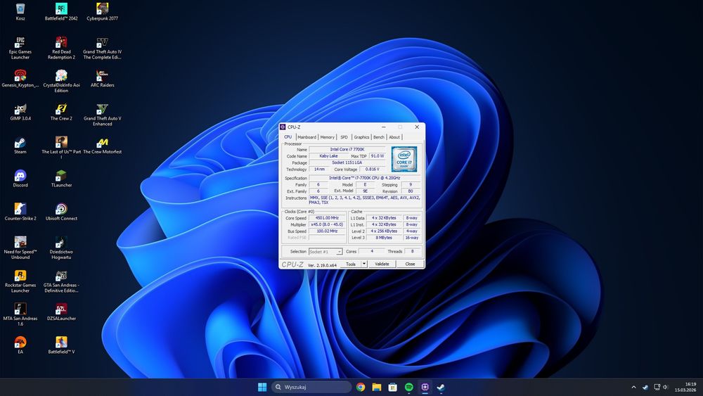 Procesor Intel Core I7 7700k SPRAWNY