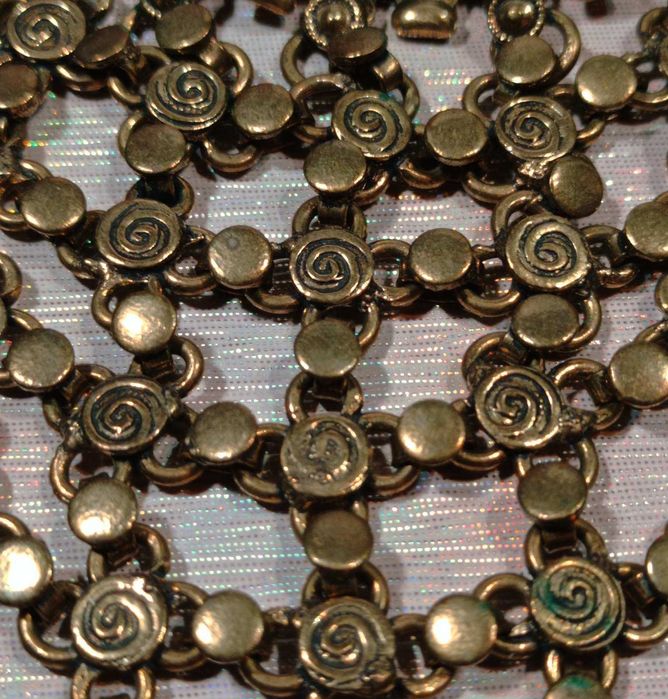 Шикарное винтажное латунное колье-чокер в стиле бохо.