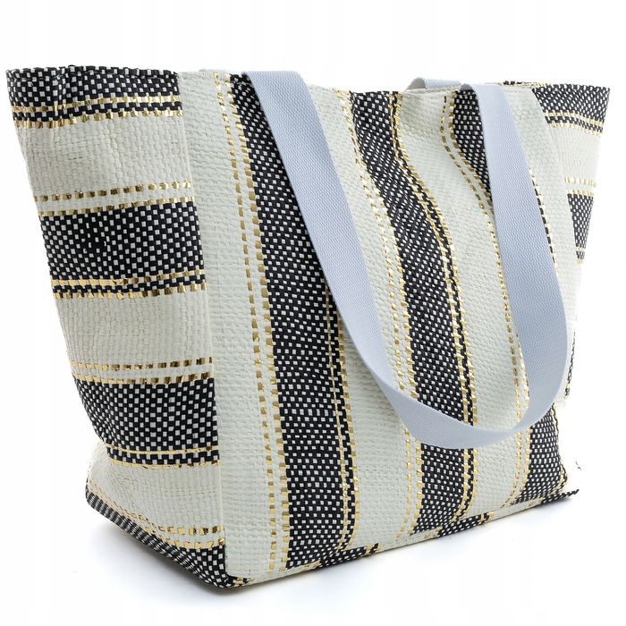 Torba Plażowa Shoper Bag Torebka Na Plażę w paski lekki materiał
