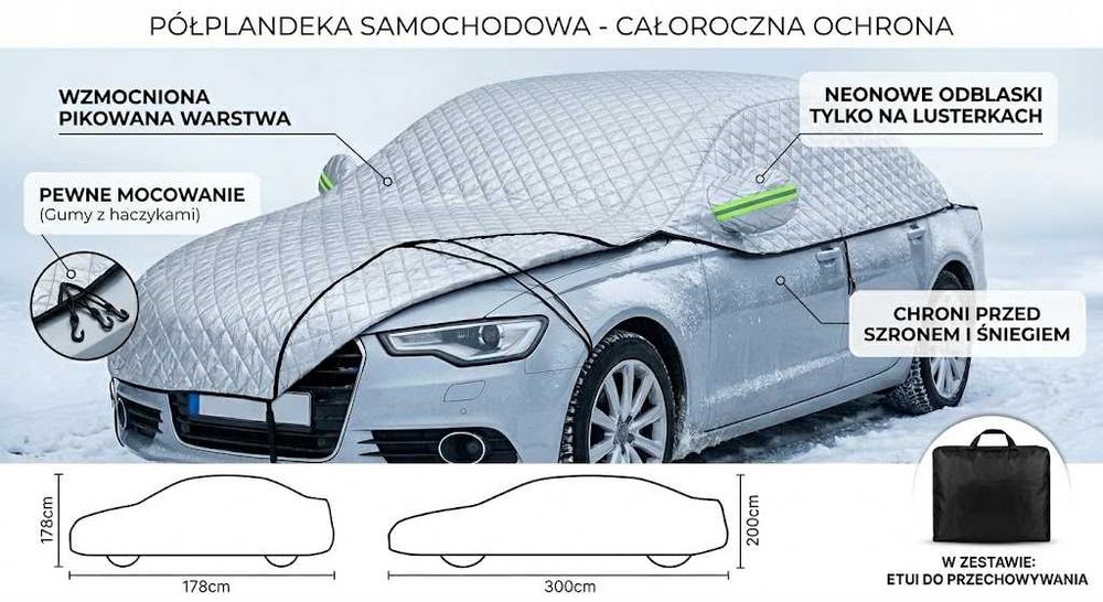 Półplandeka PIKOWANA 300x200cm + ETUI | Anty-grad, Odblaski, UV