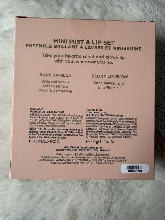 Victoria's Secret Bare Vanilla Zestaw Mgiełka 75ml i Błyszczyk NOWY
