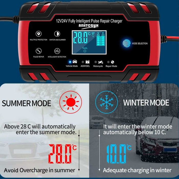 Inteligentna ładowarka do akumulatorów 12V/24V 8A z funkcją naprawy UK