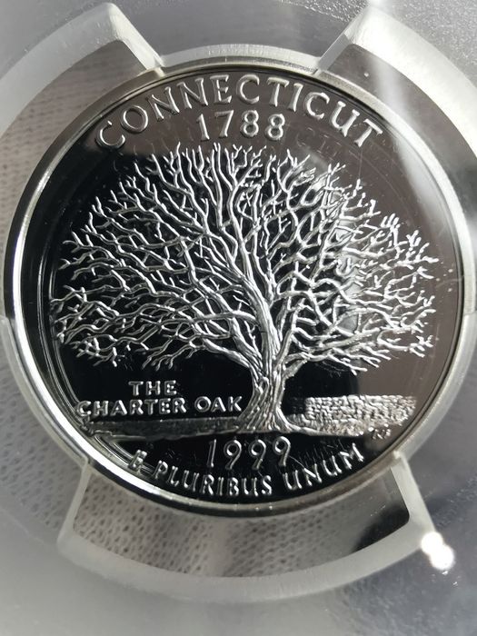 США 25 центів 1999р. - 50 штатів США " CONNECTICUT". СРІБЛО. СЛАБ