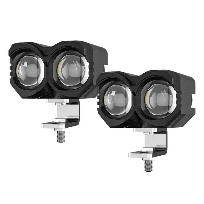 Par de Faróis Auxiliares LED Bifocais - Luz Branca Amarela 20W 8000LM