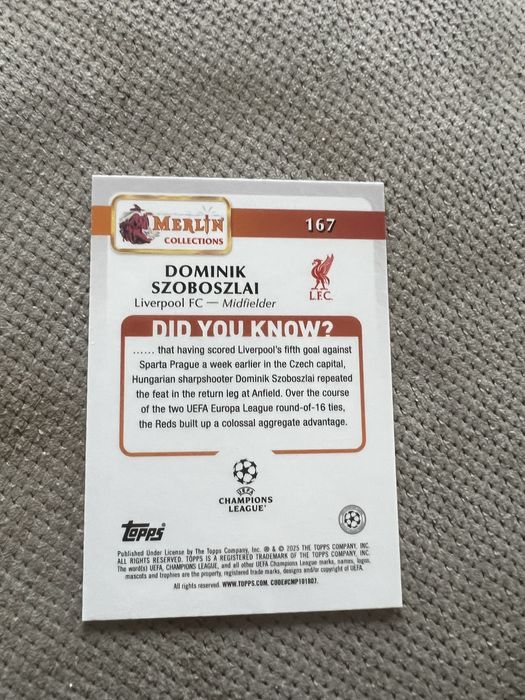 Dominik Szobiszlai topps merlin