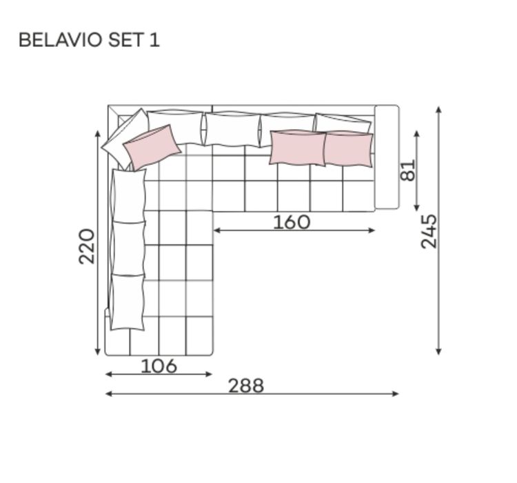 Narożnik Befame/BELAVIO/granatowy/duży