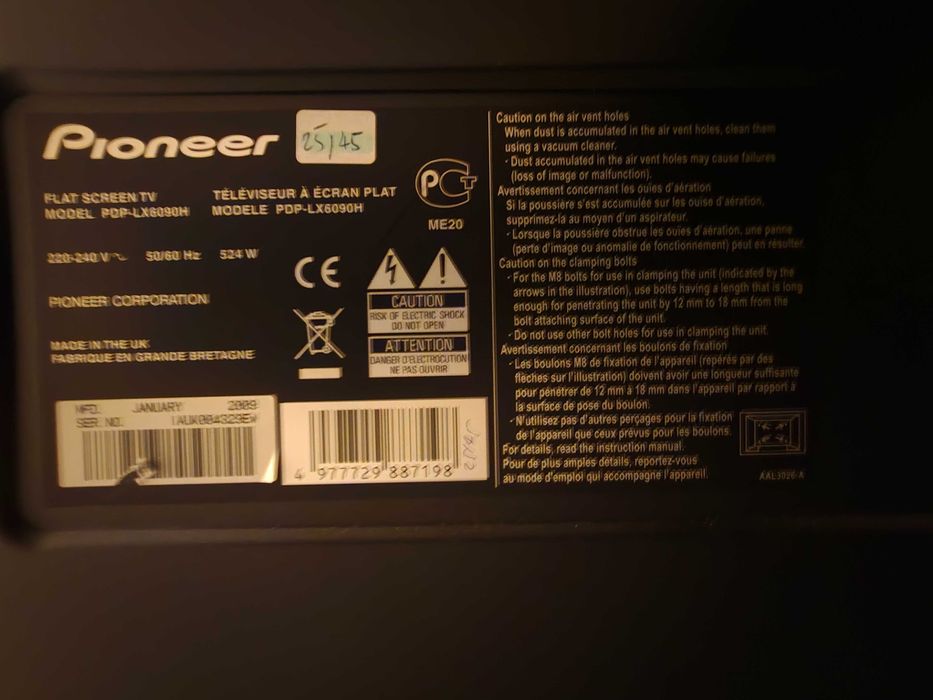 Televisão Pioneer – Oportunidade Única - PDP-LX6090H Valor Final