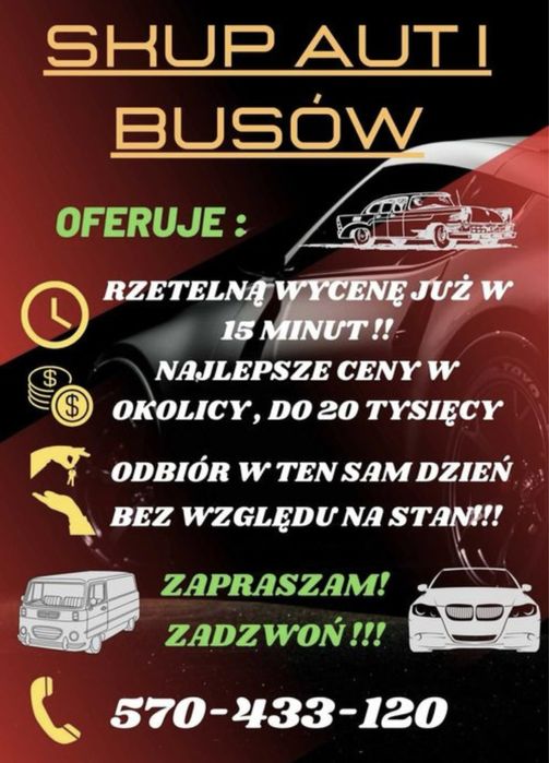 Skup Aut I busów do 20.000 zł - Wycena - odbiór w ten sam dzień