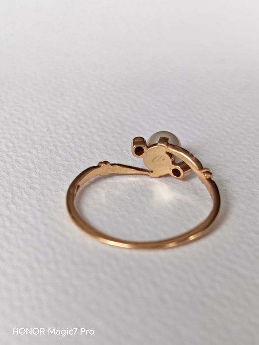 Pierścionek, złoto 18k, perła.