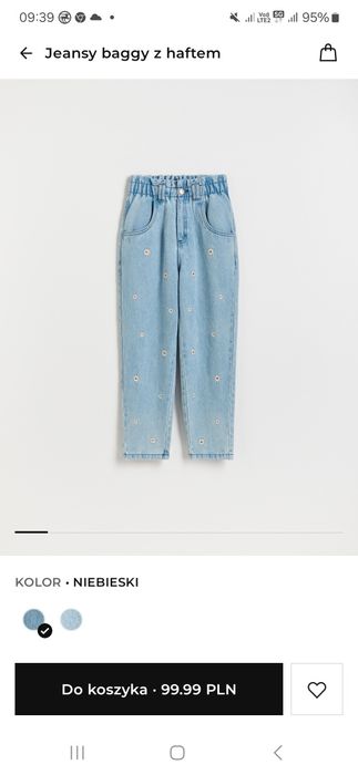 Jeansy buggy Reserved 152 cm kwiatki