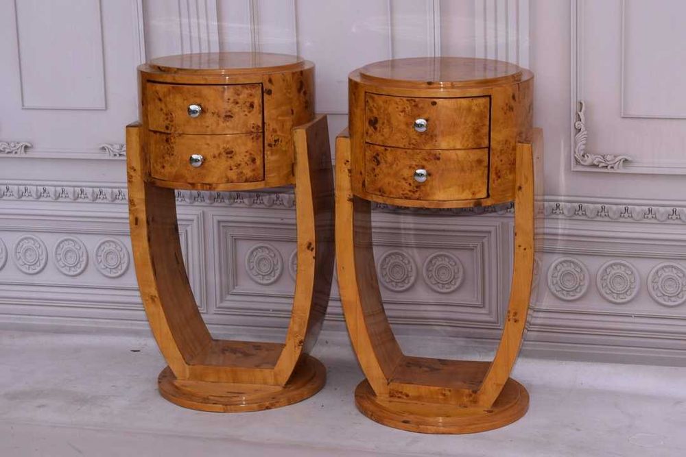 Stoliki Nocne Art Deco - Szafki Szafy Nakastliki Gięte Drewno  Czeczot