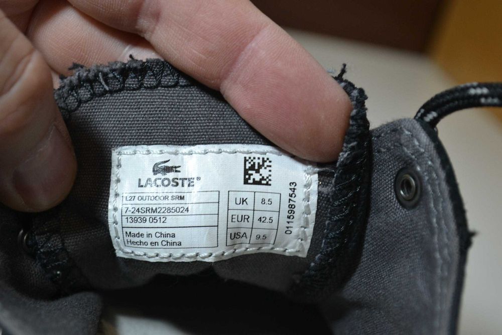 lacoste 42.5р кеды оригинал кожаные текстиль кроссовки сникерсы