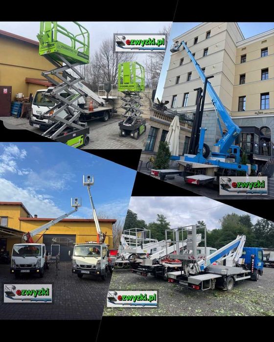 Podnośnik koszowy podest nożycowy zwyżka do 35m z operatorem lub bez