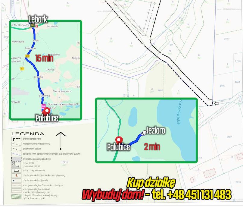 Działka 800 m², Pałubice, Sierakowice, spokojna okolica, blisko lasu