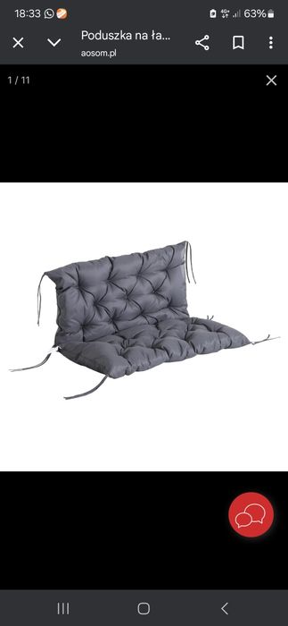 Poduszka na ławkę lub huśtawkę ogrodową szara Outsunny 100x49