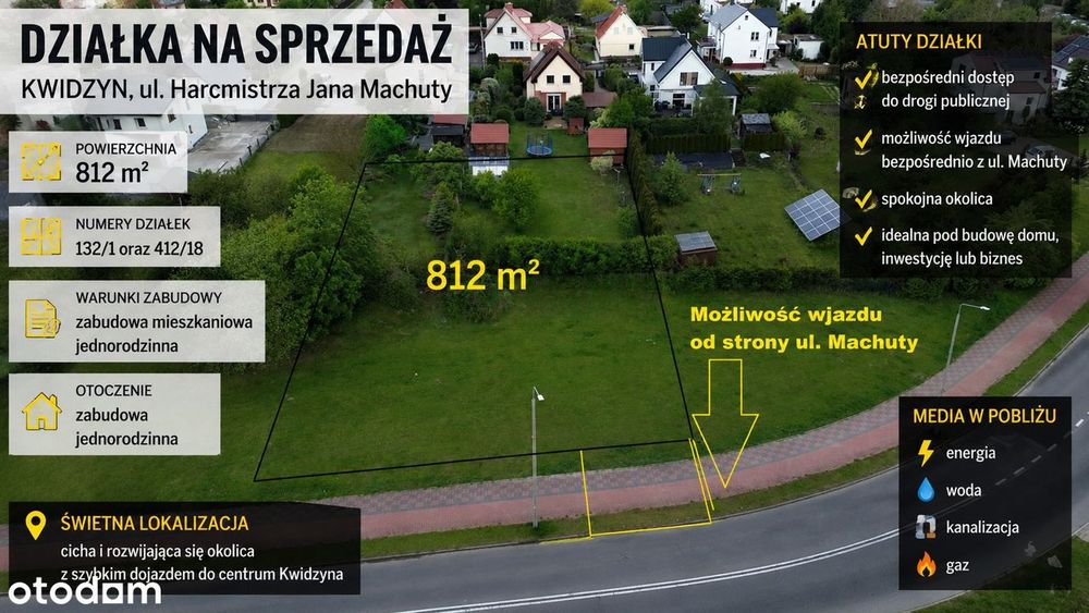 Działka budowlana 812 m² | Kwidzyn | ul. Machuty | WZ - Widok 3