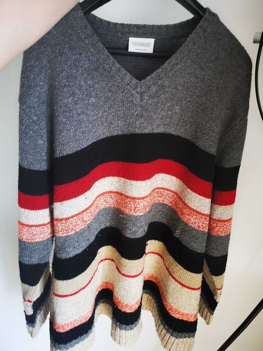 Canda at C&A sweter wełniany w paski r. 48/50/ XL