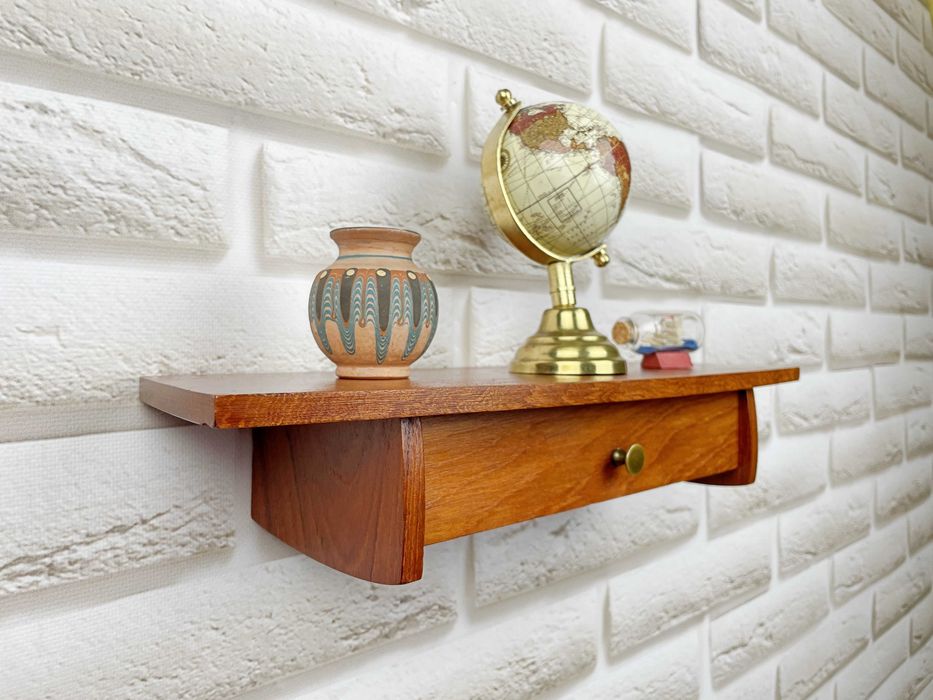 Urocza półka ścienna, Dania lata 70 – Mid-Century, Skandynawski, PRL