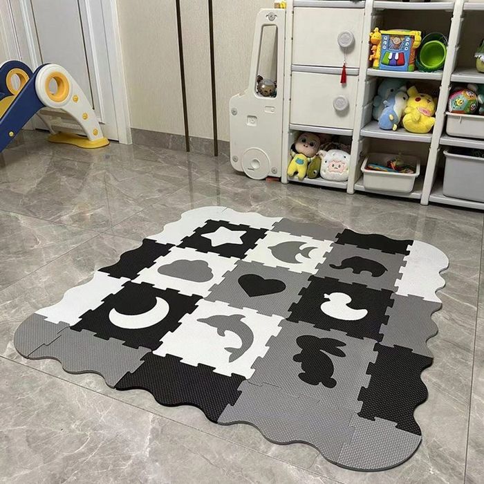 Mata edukacyjna piankowa puzzle dla dzieci, 114x114 cm, 9 m+