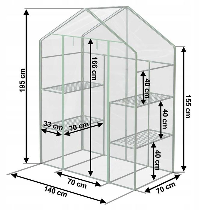 Mini Szklarnia Balkonowa 4 Półki 195x140x70 *WYSYŁKA 24H*