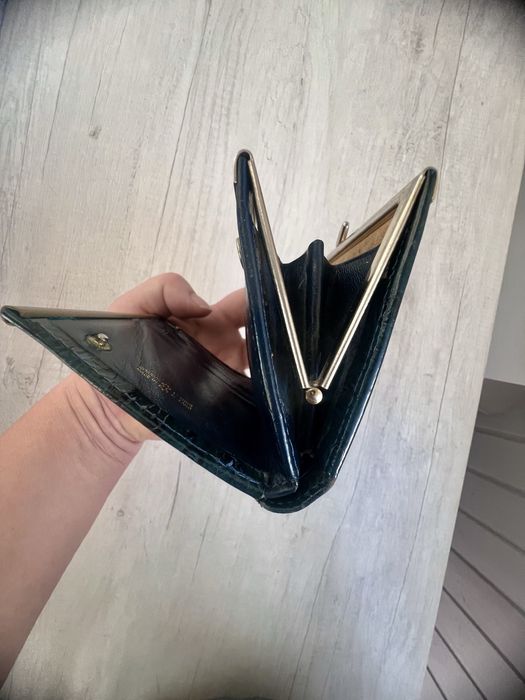 Гаманець із натуральної шкіри страусу темно-зелений, Made in England