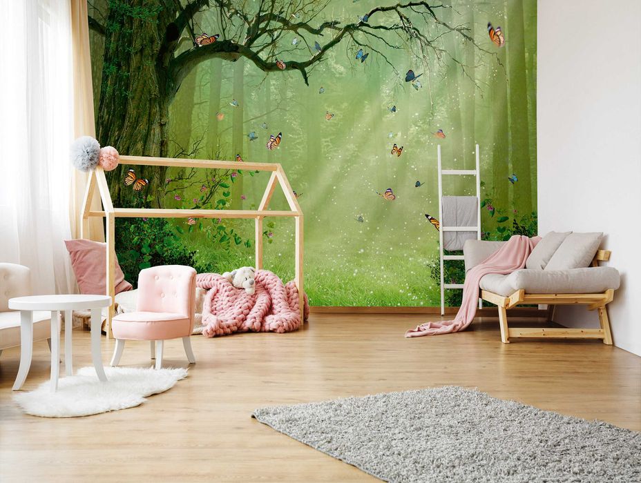 Fototapeta Dla Dzieci Rysunek Motyle Las 3D Na Twój Rozmiar + KLEJ