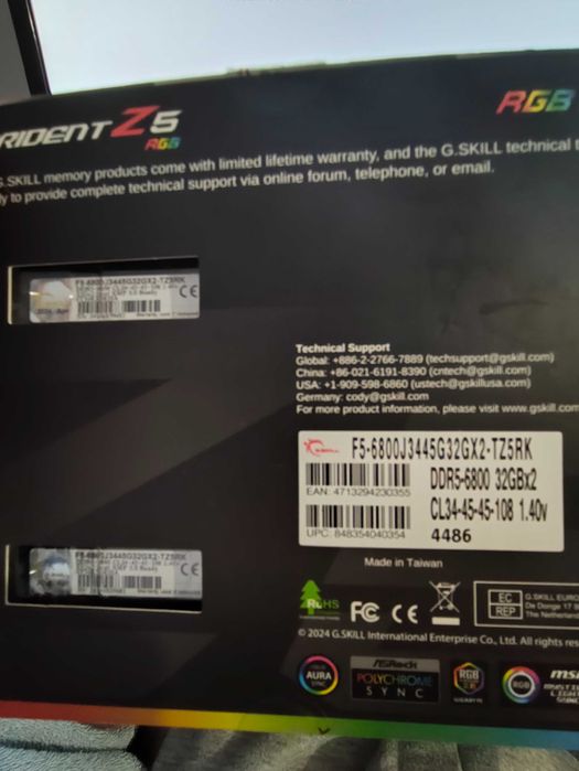 Ddr5 gskill trident 32gb 6800mhz używane jak nowe